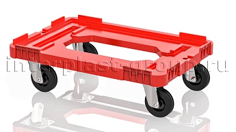 Тележка пластиковая с отверстием без тормозов усиленная красная в Майкопе Тележка пластиковая с отверстием без тормозов усиленная красная в Майкопе