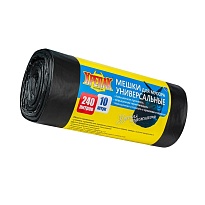 Мешки для мусора 240 л, черные, в рулоне 10 шт., ПНД 40 мкм, 1250х1000 мм, Крепак, 4607075710153 в Майкопе