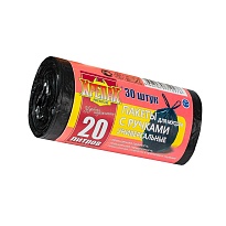 Мешки для мусора 20 л, с ручками, черные, в рулоне 30 шт., ПНД, 10 мкм, 550х440 мм, Крепак, 4607075710276 в Майкопе Мешки для мусора 20 л, с ручками, черные, в рулоне 30 шт., ПНД, 10 мкм, 550х440 мм, Крепак, 4607075710276 в Майкопе