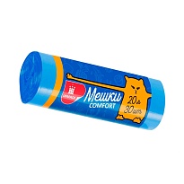 Мешки для мусора 20 л, синие, в рулоне 30 шт., ПНД, 8 мкм, 500х400 мм, Comfort, М0017 (МН 20-30с) в Майкопе Мешки для мусора 20 л, синие, в рулоне 30 шт., ПНД, 8 мкм, 500х400 мм, Comfort, М0017 (МН 20-30с) в Майкопе