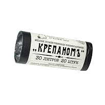 Мешки для мусора 30 л, черные, в рулоне 20 шт., ПНД, 7 мкм, 560х440 мм, Крепаномъ, 4607075710580 в Майкопе