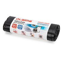 Мешки для мусора 60 л, черные, в рулоне 20 шт., ПНД, 10 мкм, 700х600 мм, LAIMA, 601381 в Майкопе