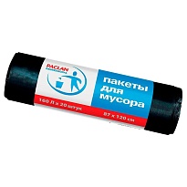 Мешки для мусора 160 л, черные, в рулоне 20 шт., ПВД, 30 мкм, 1200х870 мм, PACLAN Professional, 604082 в Майкопе