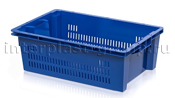 Ящик универсальный для овощей, фруктов и хлеба перфорированные стенки сплошное дно синий в Майкопе