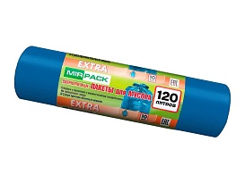 Мешки для мусора 120 л, синие, в рулоне 10 шт., ПНД, 14 мкм, 1100х700 мм, EXTRA, ex1201802 в Майкопе