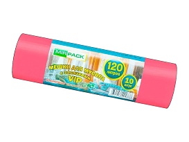 Мешки для мусора 120 л, с завязками, красные, в рулоне 10 шт., ПНД, 15 мкм, 800х750 мм, VIP, Z12010red в Майкопе