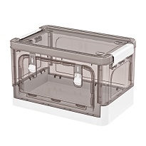 Ящик пластиковый складной прозрачный коричневый, дно белое, 360х235х230 мм, с колесиками в Майкопе Ящик пластиковый складной прозрачный коричневый, дно белое, 360х235х230 мм, с колесиками в Майкопе