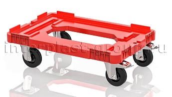 Тележка пластиковая с отверстием 2 колеса с тормозом красная в Майкопе