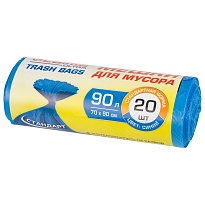 Мешки для мусора 90 л, синие, в рулоне 20 шт., ПНД, 14 мкм, 900х700 мм, LAIMA ULTRA, 607693 в Майкопе