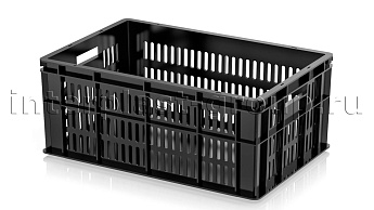 Ящик для молока, мяса, овощей и фруктов большая перфорация дно сплошное черный в Майкопе