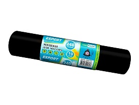 Мешки для мусора 240 л, черные, в рулоне 10 шт., ПВД 80 мкм, 1300х930 мм, EXPORT, exp 24010167 в Майкопе