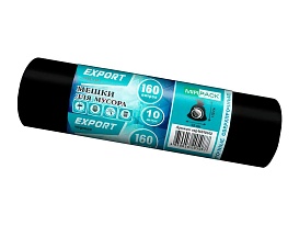 Мешки для мусора 160 л, ароматизированные, черные, в рулоне 10 шт., ПВД, 80 мкм, 1100х930 мм, EXPORT, exp16010142 в Майкопе