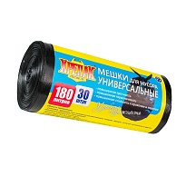 Мешки для мусора 180 л, черные, в рулоне 30 шт., ПНД, 20 мкм, 1150х800 мм, Крепак, 4607075710139 в Майкопе Мешки для мусора 180 л, черные, в рулоне 30 шт., ПНД, 20 мкм, 1150х800 мм, Крепак, 4607075710139 в Майкопе
