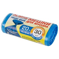 Мешки для мусора 20 л, синие, в рулоне 30 шт., ПНД, 8 мкм, 500х450 мм, LAIMA, 607682 в Майкопе