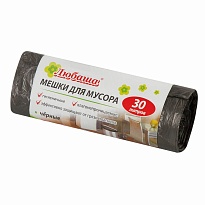 Мешки для мусора 30 л, черные, в рулоне 20 шт., ПНД, 5 мкм, 550х470 мм, Любаша эконом, 605329 в Майкопе Мешки для мусора 30 л, черные, в рулоне 20 шт., ПНД, 5 мкм, 550х470 мм, Любаша эконом, 605329 в Майкопе