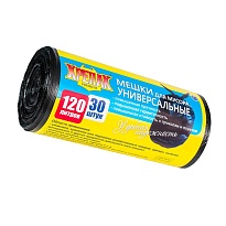 Мешки для мусора 120 л, черные, в рулоне 30 шт., ПНД, 15 мкм, 1100х700 мм, Крепак, 4607075710122 в Майкопе