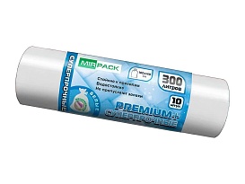 Мешки для мусора 300 л, белые, в рулоне 10 шт., ПВД 70 мкм, 1400х1000 мм, PREMIUM+, 300101602 в Майкопе Мешки для мусора 300 л, белые, в рулоне 10 шт., ПВД 70 мкм, 1400х1000 мм, PREMIUM+, 300101602 в Майкопе