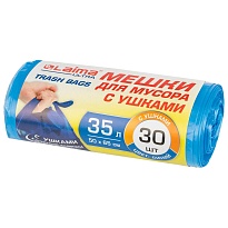 Мешки для мусора 35 л, с ушками, синие, в рулоне 30 шт., ПНД, 11 мкм, 650х500 мм, LAIMA ULTRA, 607684 в Майкопе