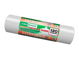 Мешки для мусора 120 л, белые, в рулоне 10 шт., ПНД, 14 мкм, 1100х700 мм, EXTRA, ex1201803 в Майкопе