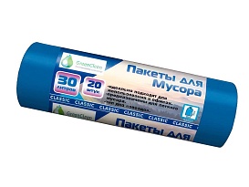 Мешки для мусора 30 л, синие, в рулоне 20 шт., ПНД, 7 мкм, 600х500 мм, MIRPACK Classik, 302041 в Майкопе