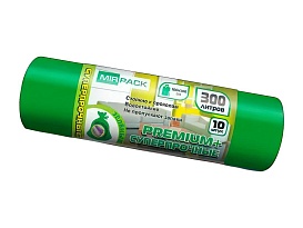 Мешки для мусора 300 л, зеленые, в рулоне 10 шт., ПВД 70 мкм, 1400х1000 мм, PREMIUM+, 300101601 в Майкопе Мешки для мусора 300 л, зеленые, в рулоне 10 шт., ПВД 70 мкм, 1400х1000 мм, PREMIUM+, 300101601 в Майкопе