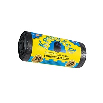 Мешки для мусора 30 л, с ушками, черные, в рулоне 30 шт., ПНД, 8 мкм, 580х460 мм, Крепакоф, 4607075710238 в Майкопе