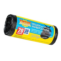 Мешки для мусора 20 л, черные, в рулоне 30 шт., ПНД, 10 мкм, 550х440 мм, Крепак, 4607075710092 в Майкопе Мешки для мусора 20 л, черные, в рулоне 30 шт., ПНД, 10 мкм, 550х440 мм, Крепак, 4607075710092 в Майкопе